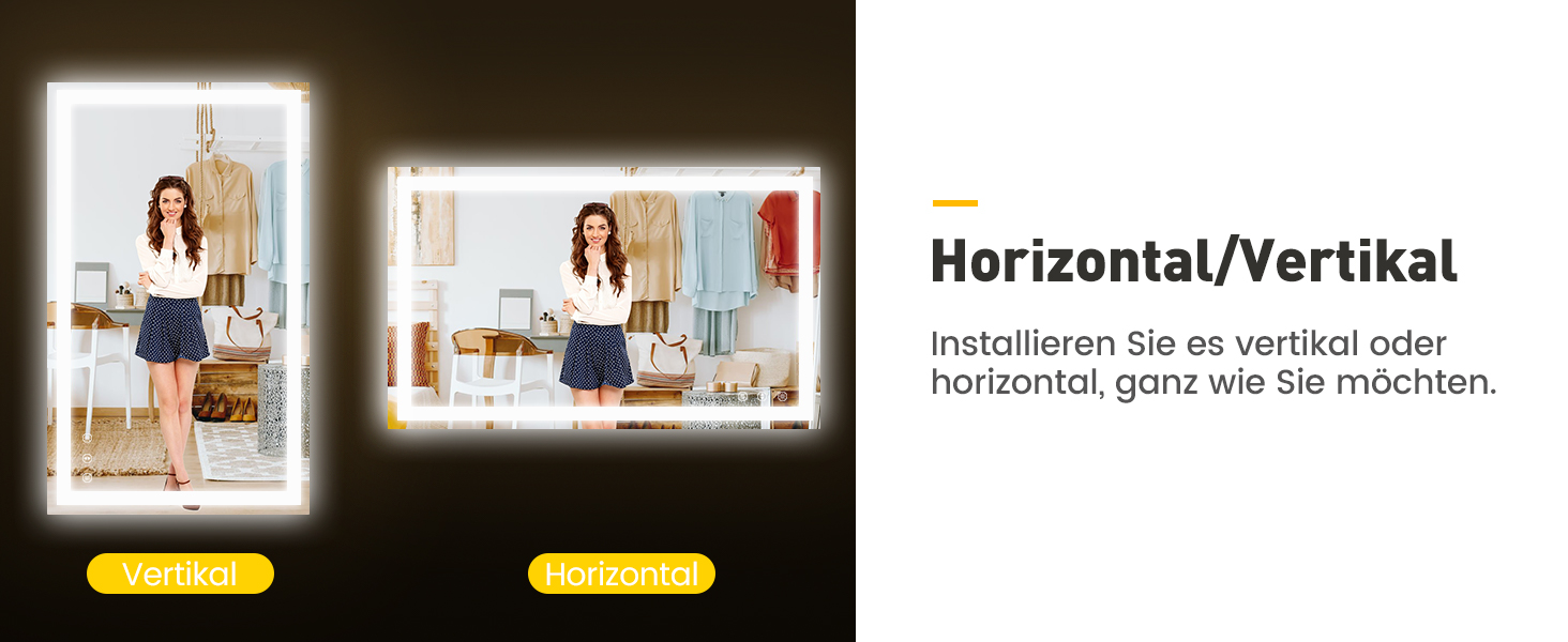 Дзеркало для ванної кімнати YOLEO з підсвічуванням 90x70 см, LED дзеркало з переднім та заднім освітленням, дзеркало з пам'яттю, 3 регульовані кольори світла, антизапарник 90x70 см