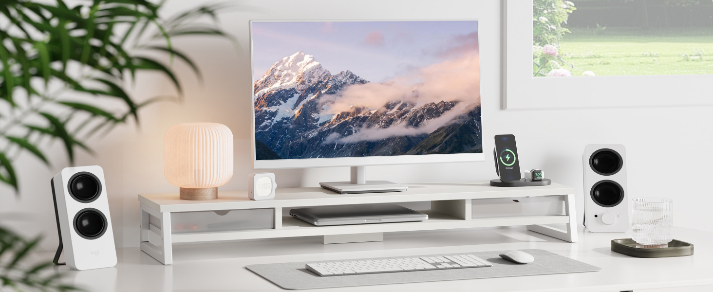 Стіл для принтера Fenge на колесах з органайзером, 3 яруси, білий (45.3x33.5x53.5 см)