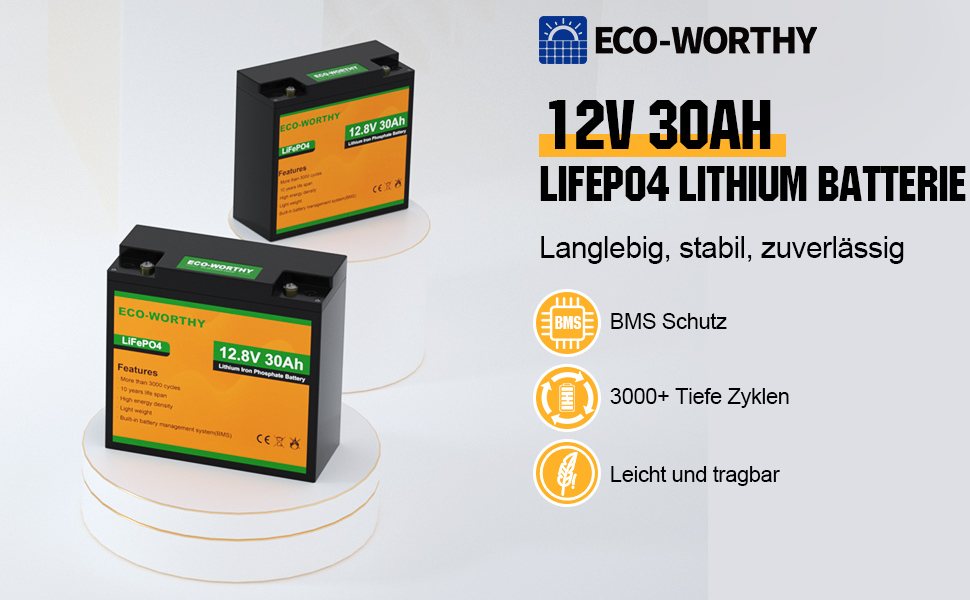 Акумуляторна батарея LiFePO4 30Ah 12V із захистом від низьких температур BMS і 4000-15000 циклів, літієва батарея 1280 Втгод для автофургону, сонячної системи, човна, домогосподарства, комплект сонячних панелей, кемпінг (12,8 В 30 Ач)