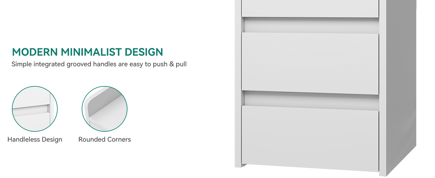 Приліжкові тумбочки YITAHOME 2 шт. з металевими ніжками та ручками, білий колір, 3 висувні ящики, 35 x 40 x 59 см