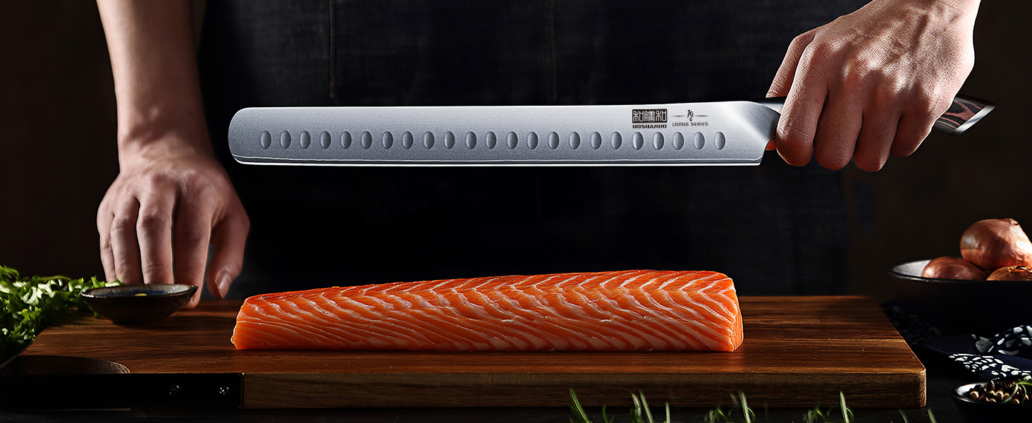 Набір кухонних ножів HOSHANHO 7 предметів: професійний набір з японської сталі з високим вмістом вуглецю, ультрагострі ножі з ергономічними ручками з паккавуду (3 ножі для обробки м'яса)