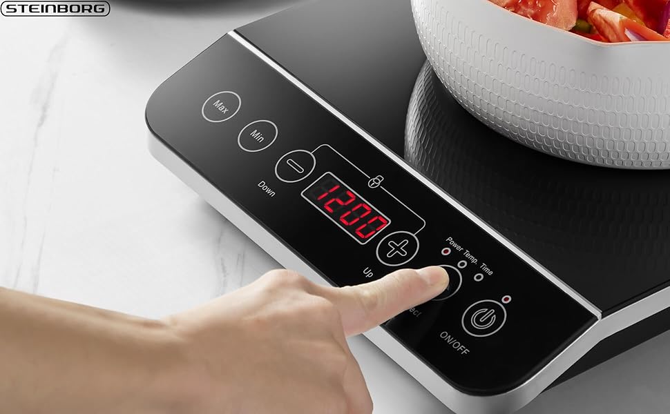 Індукційна плитка Steinborg 2000 Вт з сенсорним керуванням та захистом від перегріву | Електрична плитка для кухні