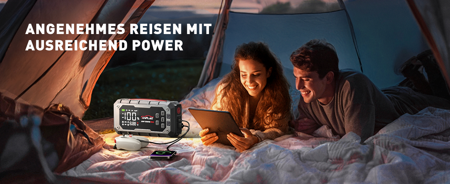 Powerbank для автомобіля ANFLAG 7000A з компресором 160PSI, 26800mAh, підтримка бензинових та дизельних двигунів (до 14.0L), PD65W, LED-ліхтар