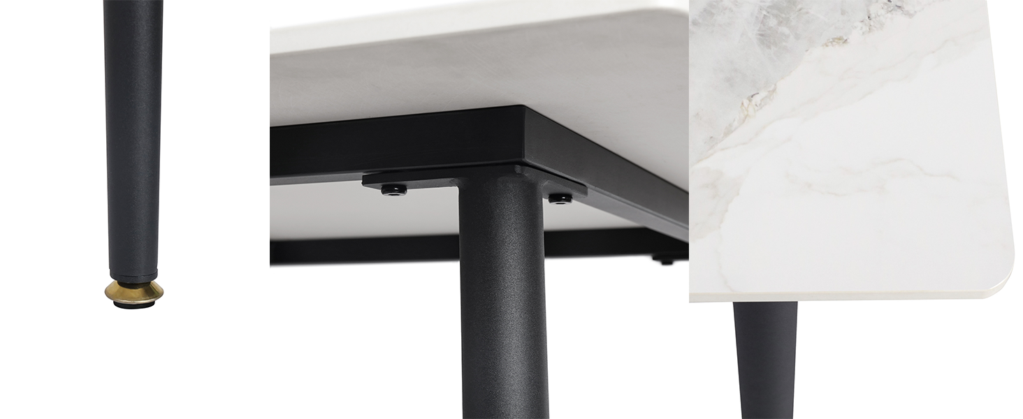 Стол кухонний FATIVO, 80x80 см, білий глянцевий, мармур, для 2 осіб, метал, скандинавський стиль