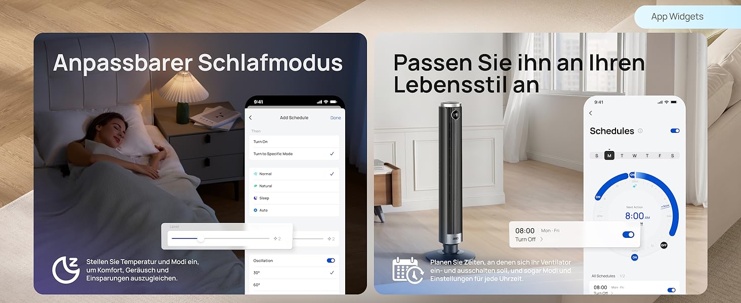 DREO Smart Tower Fan 102-114 см - Вежний вентилятор з пультом, 9 режимів, 4 режими, 90° осциляція, 12 год таймер, DC мотор, надтихий (20 дБ), для дому та офісу, чорний