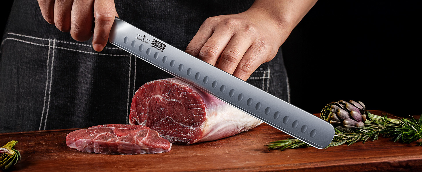 Набір кухонних ножів HOSHANHO 7 предметів: професійний набір з японської сталі з високим вмістом вуглецю, ультрагострі ножі з ергономічними ручками з паккавуда (2 ножі для обробки м'яса)