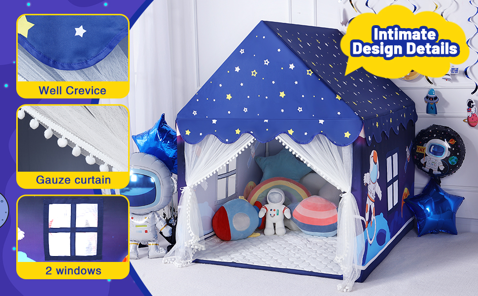 Дитяче намет-будиночок Wilwolfer з килимком для малюків: Принцесин будиночок для дівчаток та хлопчиків - Великий намет для гри в приміщенні та на вулиці - Ідеальна іграшка для дітей (Блакитний з килимком)