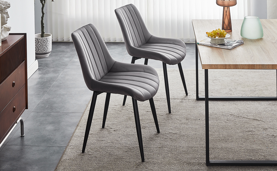 Тюкаїлай Комплект з 2-х обідніх стільців, штучна шкіра, ергономічний, з металевим каркасом, до 150 кг, для кухні та вітальні, коричневий (сірий, комплект з 4-х, велюр)