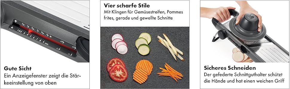 OXO Good Grips Професійний овочевий та фруктовий слайсер 2.0 з японської сталі, сірий, для кухні