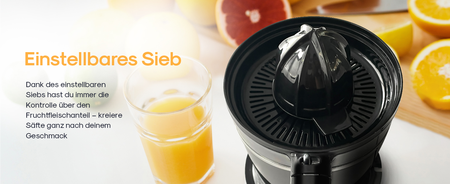 Електрична соковитискачка LEBENLANG 800мл з регульованим ситом: для цитрусових, апельсинів, лимонів та інших фруктів. Чорний колір