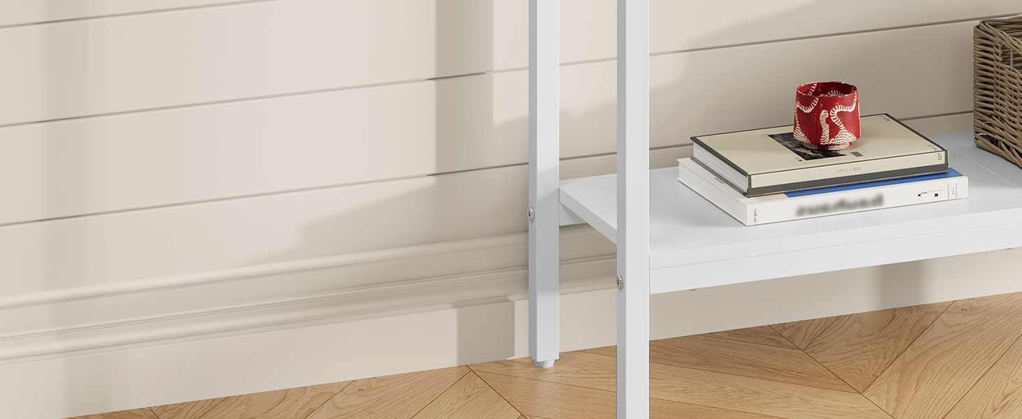 HOOBRO Консольний столик, вузький бічний столик з 2 висувними ящиками з тканини, 75 см, столик для передпокою, журнальний столик для дивану в індустріальному стилі, для передпокою, вітальні, коридору, білий EWW71XG01