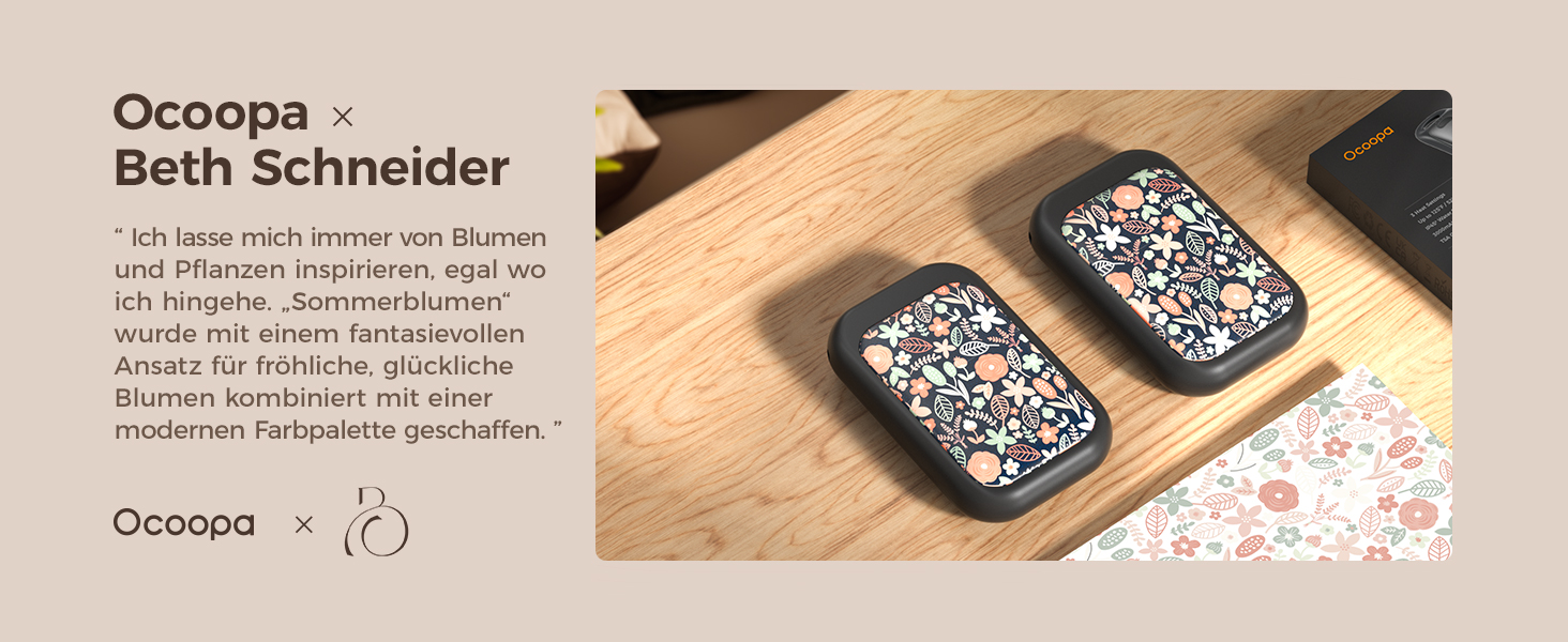 Електричні грілки для рук OCOOPA UT4 Young Obsidianschwarz, 5000mAh, 2 шт. - Компактні, Водонепроникні, Швидкий нагрів, USB, для зими