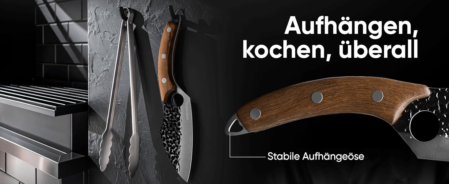 Японський ніж кухарський Matsato Damast з отвором для пальця, з дамаської сталі, універсальний для м'яса, овочів та риби, гострий та довговічний