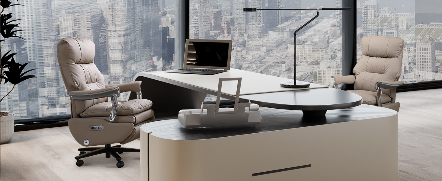 Крісло для офісу EMIAH з масажем, ергономічне електричне крісло з підніжкою, велике крісло для комп'ютера, крісло Zero Gravity, крісло-реклайнер для дому (Хакі), еко-шкіра