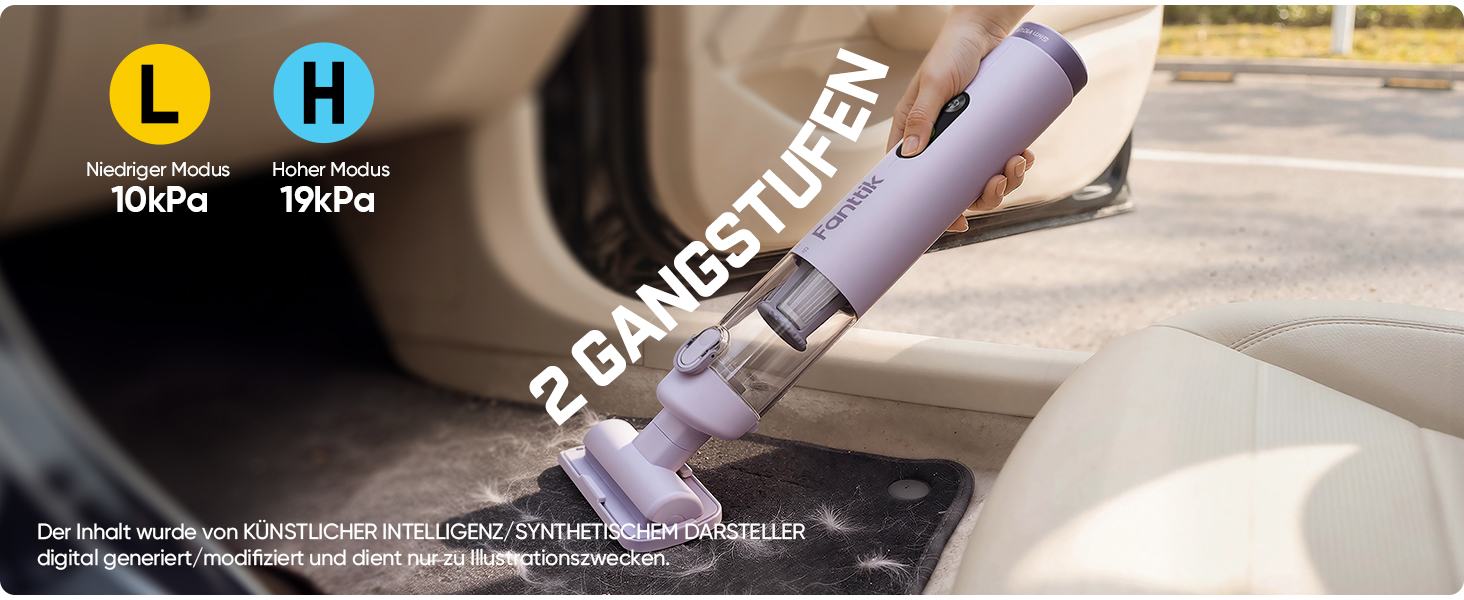 Бездротовий автомобільний пилосос Fanttik Slim V10 Ultra 4-в-1, потужність всмоктування 19 кПа, міні-ручний пилосос для авто та офісу, 2 режими роботи, фіолетовий