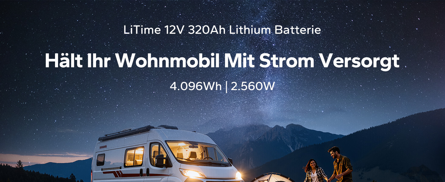Літієва батарея LiTime LiFePO4 12V 100Ah H190 з Bluetooth для кемпінгу та автобудинків (1 шт, 12V320Ah Mini BT)