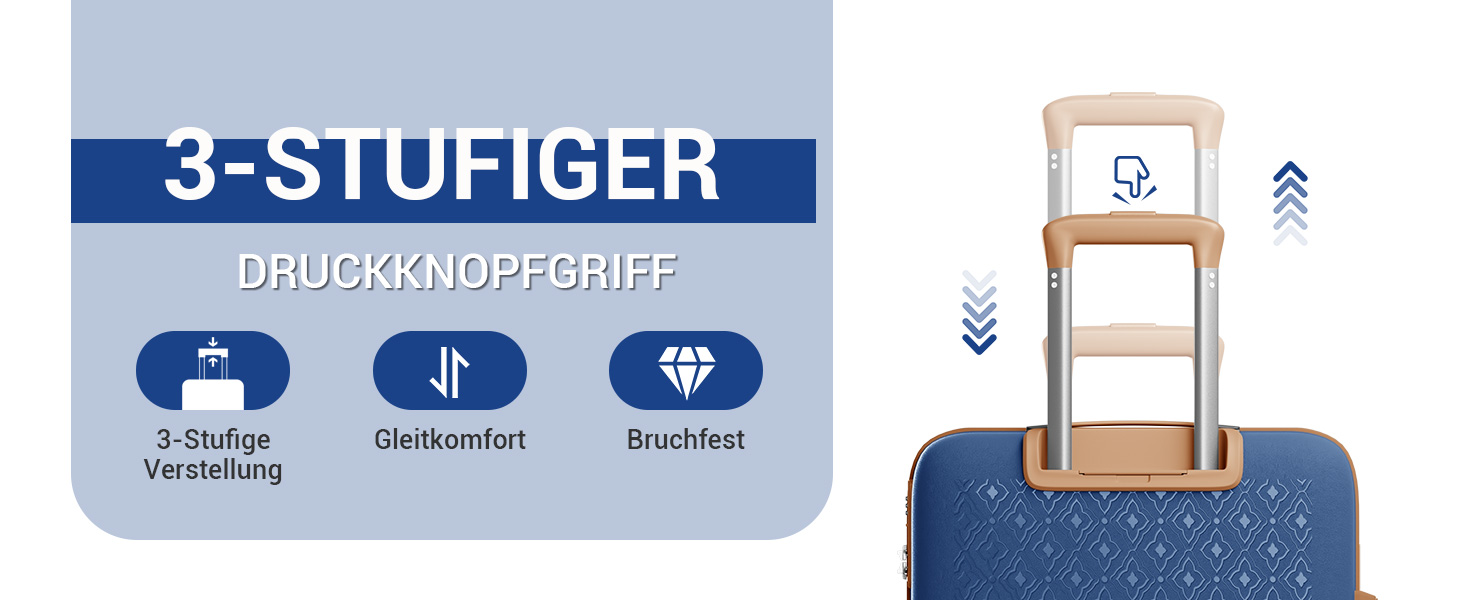Валіза ручної поклажі KONO з тримачем для напоїв, жорсткий корпус, легкий поліпропілен, розширюваний, 4 колеса, TSA-замок (Темно-синій/Коричневий, M)