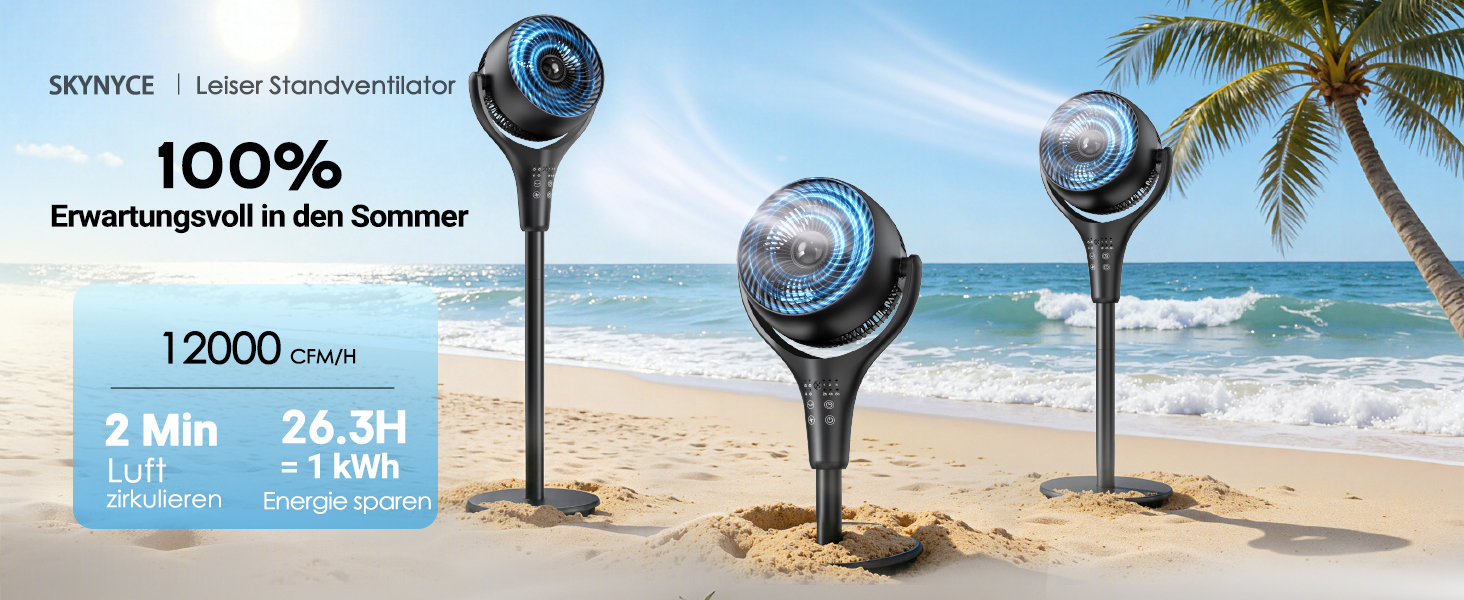 Стійкий вентилятор Turbo Premium Black 38W: Потужний, тихий, з осциляцією та 4 режимами