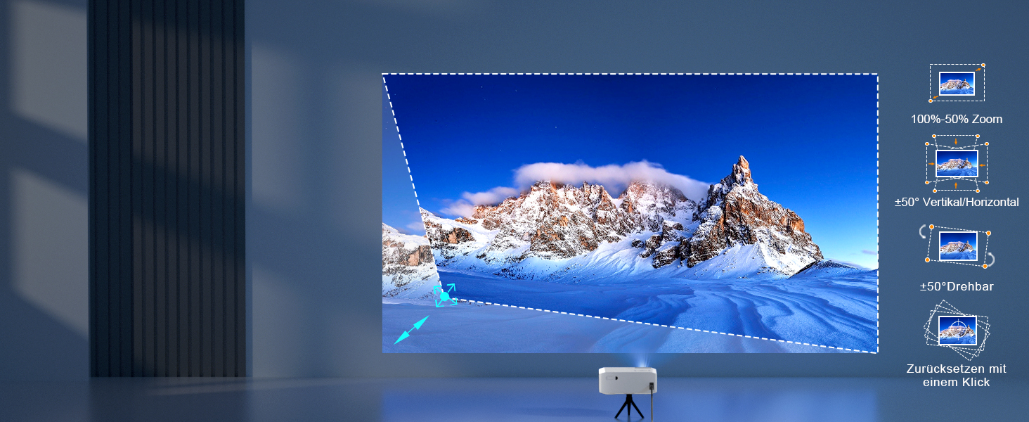 Проектор XuanPad з AI-автофокусом та сертифікацією Netflix, WiFi, Bluetooth, 30000 лм, 1080P, поворотний на 210°, автоматична корекція Keystone, система видалення пилу та відведення тепла