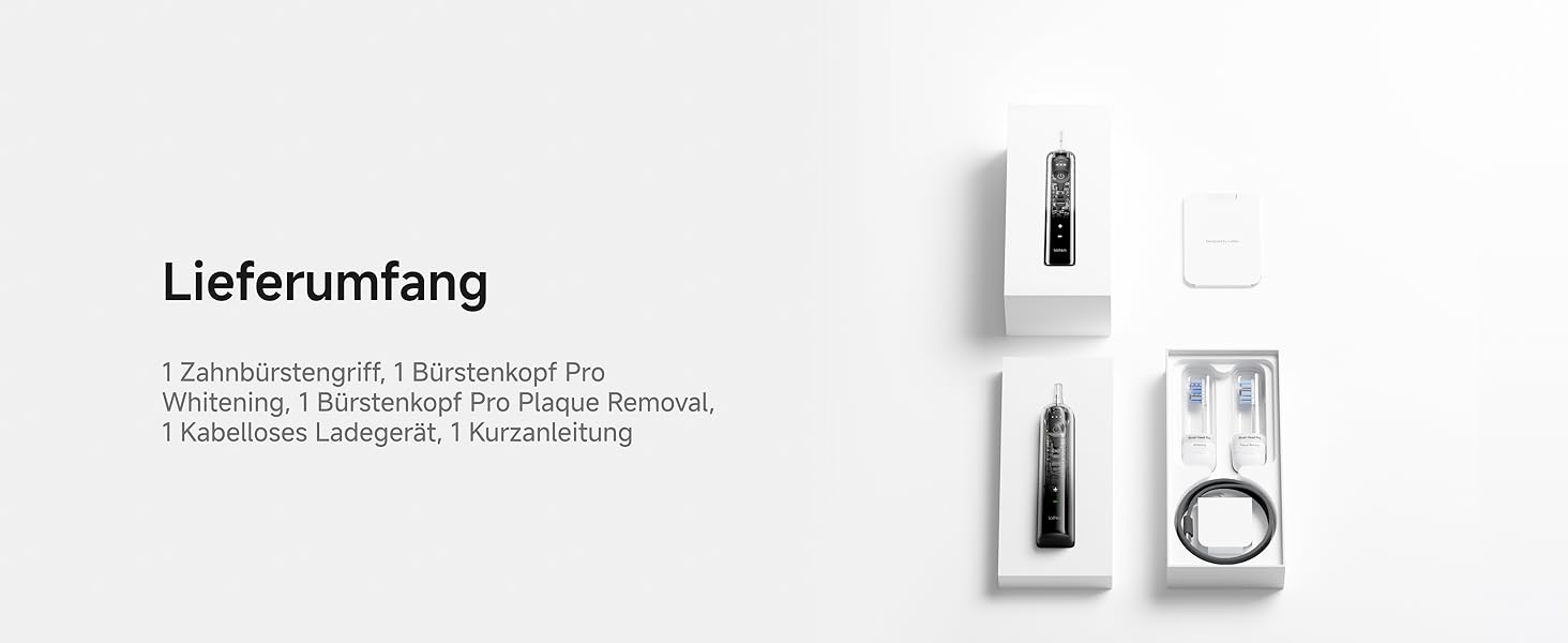 Електрична зубна щітка Laifen Wave Pro з 6 режимами чищення, акумулятор до 70 днів, прозорий чорний колір