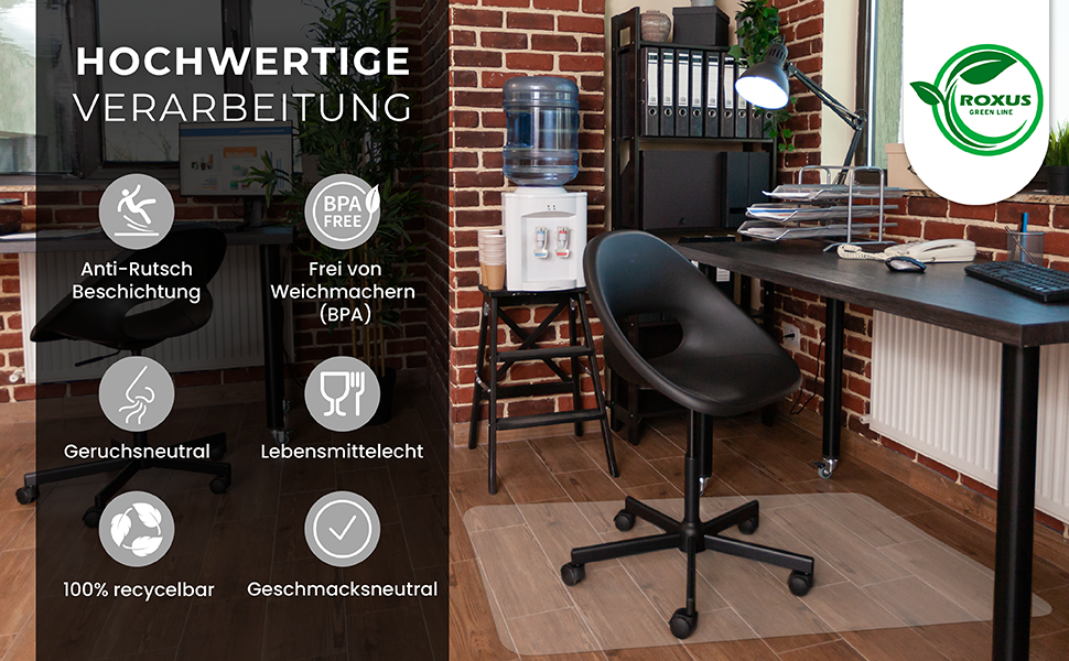 Килимок під офісний стілець Roxus® - захист для підлоги (118x118 см, молочний колір) - підходить для паркету, ламінату, килима, плитки, твердих підлог - захист для ігрового столу