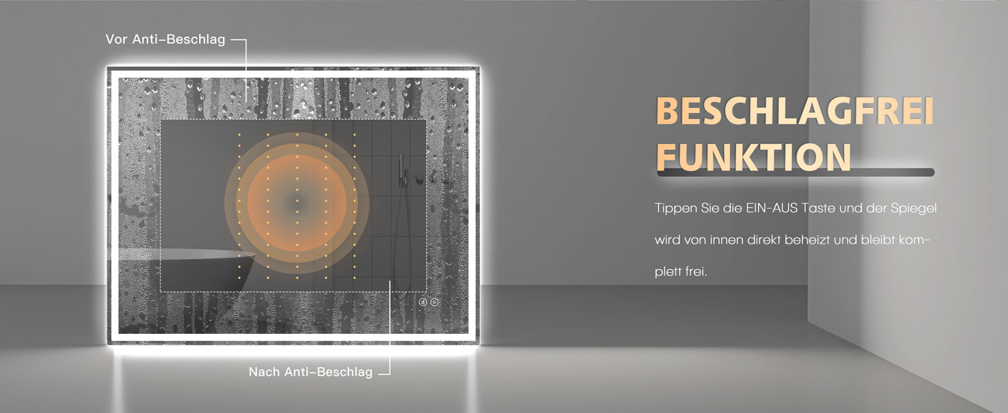 Дзеркало для ванної кімнати Dripex з LED-підсвічуванням 50x70 см (60x80 см) з Bluetooth, розеткою та протитуманним покриттям