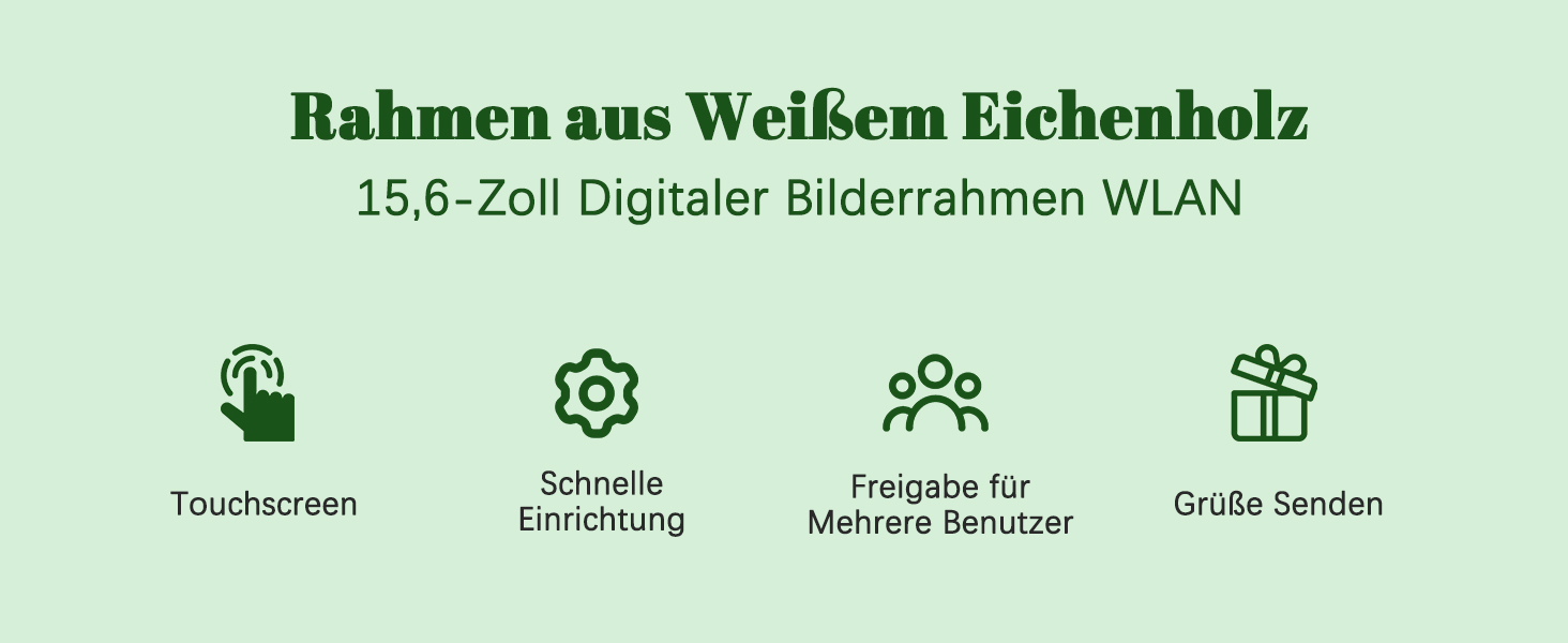 Цифровий фоторамка Eptusmey з Wi-Fi, 10.1 дюймів, корпус з дуба, 32GB, HD IPS сенсорний екран 1280x800, відтворення фото/відео через Uhale APP, подарунок для чоловіків та жінок, колір: білий дуб