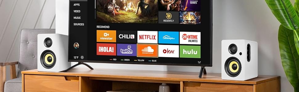 Sanyun SW206: 4-дюймові Hi-Fi акустичні колонки з режимом Studio, 80W, Bluetooth 5.4, USB DAC, для програвачів, TV, PC, MDF корпус, білі