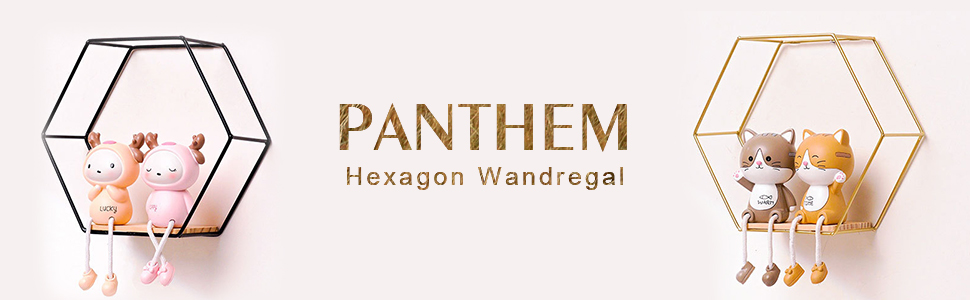 Набір настінних полиць Panthem Hexagon, 3 шт., метал, золотий, декор для вітальні, спальні, ванної, кафе, готелю