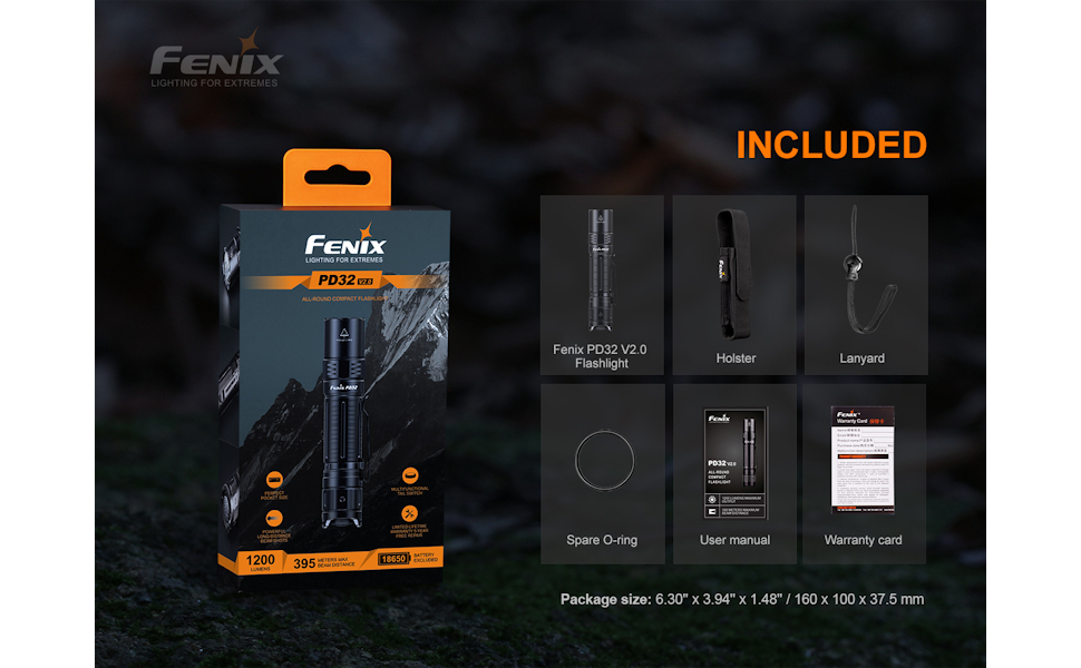 Ліхтарик FENIX Unisex-Adult Pd32 V2.0, різнокольоровий, звичайний