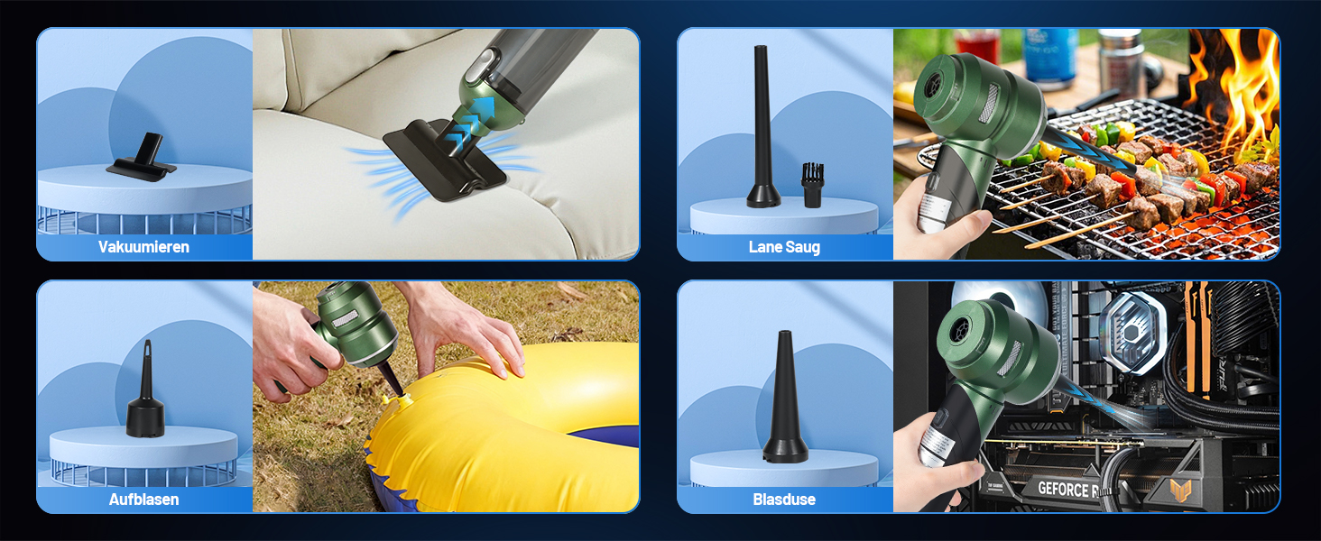 Акумуляторний ручний пилосос HANSILK 4 в 1, бездротовий автомобільний пилосос 25000Па, безщітковий двигун, 3 режими потужності, складаний міні-пилосос для авто, дому, диванів та шерсті тварин