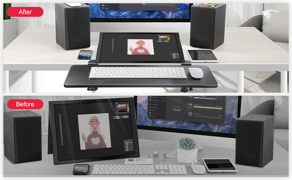 VAYDEER Подовжувач для столу з підставкою під руки та клавіатуру, чорний - Ergonomic Desk Extender