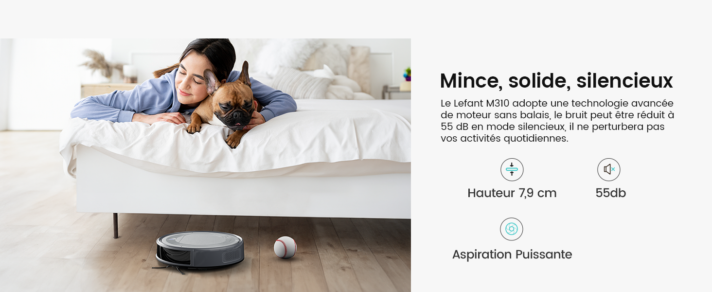 Робот-пилосос Lefant M310 сірий: 4500Pa, HEPA-фільтр, Wi-Fi, для тварин, килимів та твердих підлог