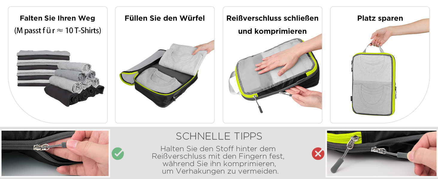 Набір органайзерів для подорожей Cipway: компресійні сумки для одягу та рюкзака, легкі сітчасті пакувальні куби (6 шт), чорний