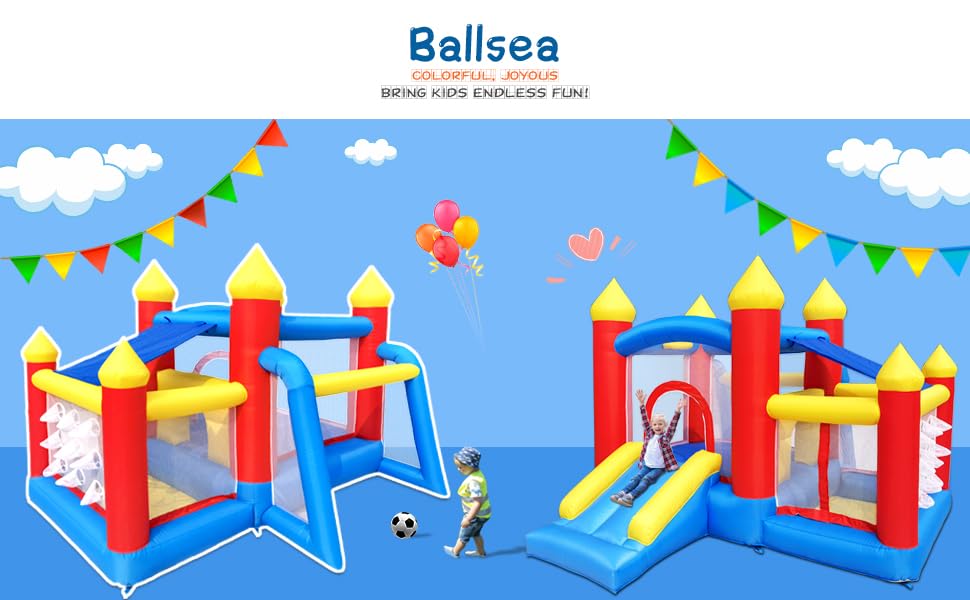 Надувний батут Ballsea з вентилятором для дітей 3-8 років, 312x272x200 см - для дому та вулиці