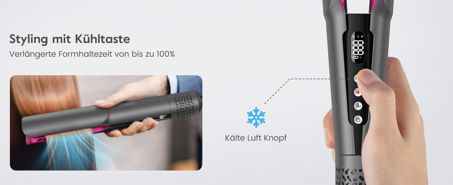 slopehill Air Haarglätter 2026 - Іонний випрямляч для волосся з повітряним потоком 1300W (Срібний)