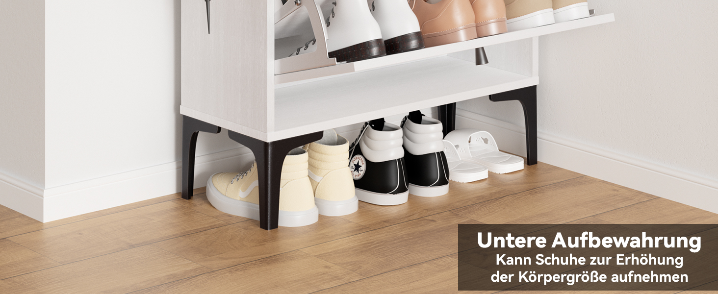 Взуттєва шафа Dripex, вузька, з 2 відкидними ящиками, 80x24x100 см, білий | Взуттєва шафа для прихожей, вітальні, веранди