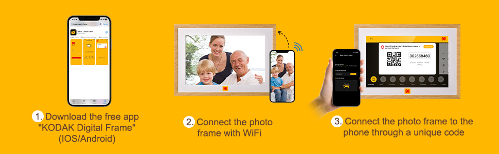 Цифровий фоторамка Kodak WiFi 10,1 дюйма, Автоматичне обертання, 32GB, Сенсорний екран 1280x800, Акумулятор 4000mAh, Дерев'яний колір