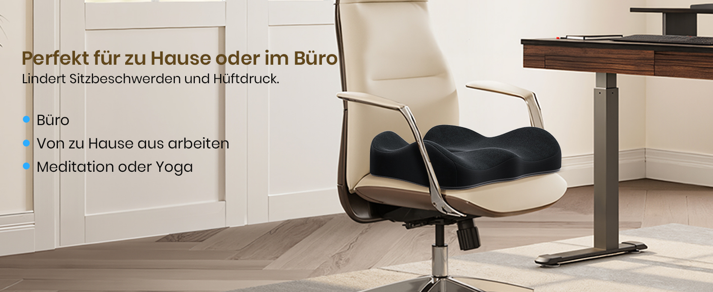 Ортопедична подушка для сидіння Benazcap для геморою, куприкового болю, ішіасу та вагітності. Зменшує біль, підходить для офісного крісла, авто та інвалідного візка. Чорний колір.