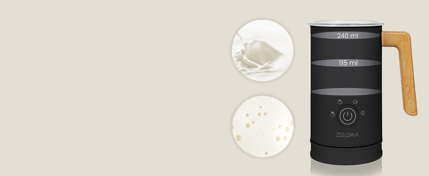 Електричний спінювач молока ZEEGMA MILKEE, 500 Вт, 650 мл, для капучино, лате, какао, антипригарне покриття, сенсорне керування (Чорний)