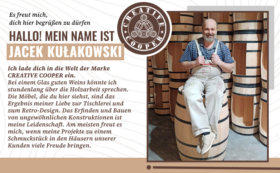 Дерев'яна винна шафа-бар Fass від Creative Cooper з LED підсвічуванням, 80x50 см - Рустичний декор для дому
