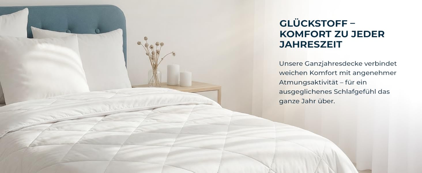 Всесезонна ковдра Glückstoff® 135x200 см, стібана ковдра з м'яким наповнювачем Softtouch для комфортного сну