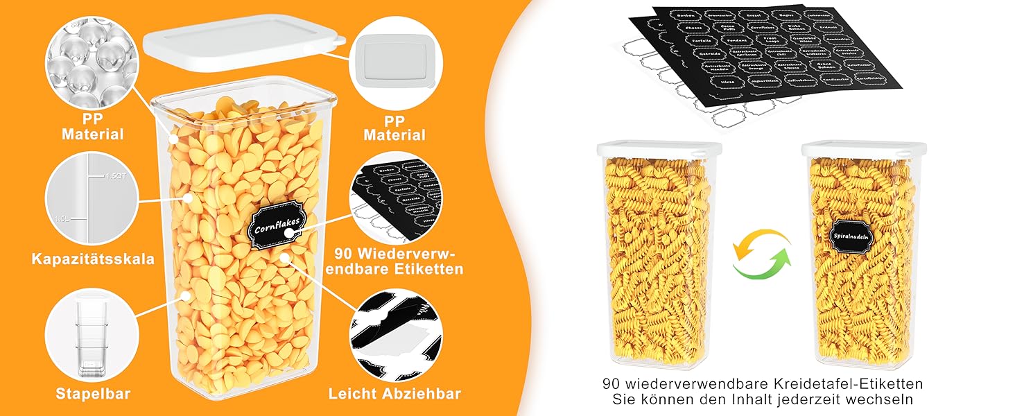 Герметичні контейнери для зберігання продуктів з кришкою, набір 6 шт (до 1,8л)