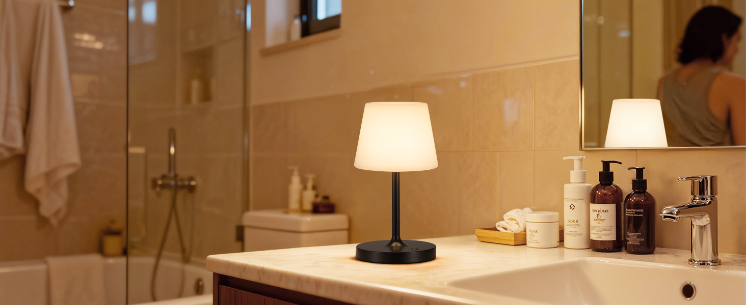 LED настільна лампа бездротова, торшер з сенсорним керуванням, регульоване освітлення, функція пам'яті, чорний колір