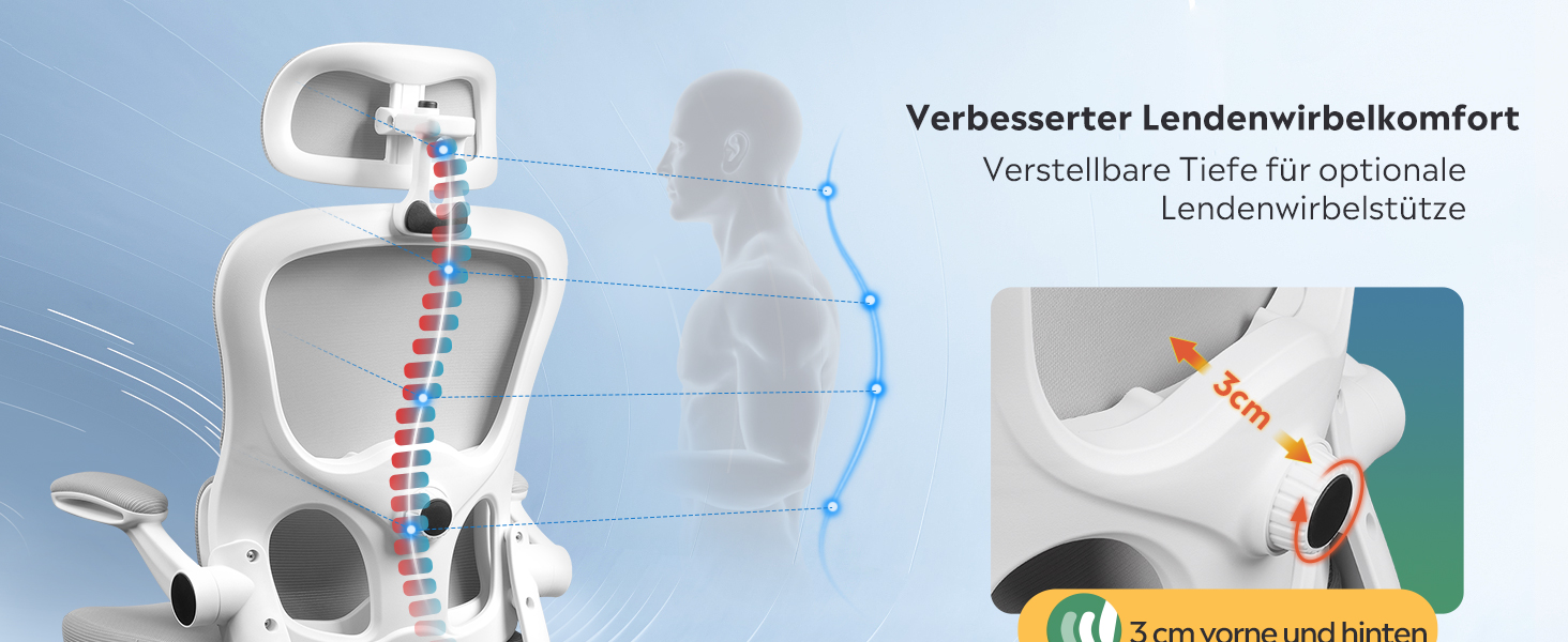 Офісне крісло Devaise Ergonomічне, з підтримкою попереку, 3D-підголівник, регульовані підлокітники, дихаюча сітка спинки, функція гойдання, для офісу та дому, до 150 кг, сірого кольору
