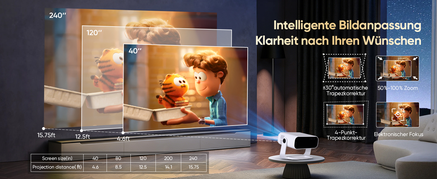 Smart міні-проектор Neuer 4K Android 14 WiFi6 BT5.2 для дому та мобільного використання (Чорний)