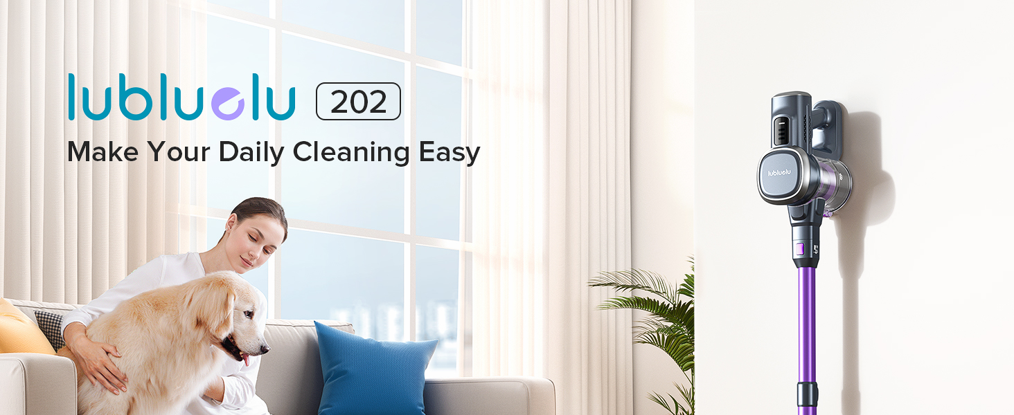 Акумуляторний пилосос Lubluelu бездротовий 25000 Па, портативний вертикальний та ручний пилосос для шерсті тварин, килимів та підлоги, фіолетовий