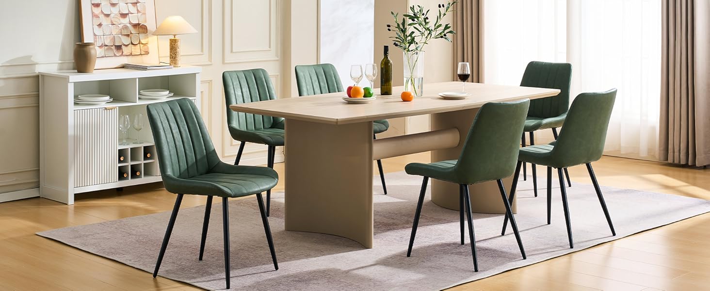 Набір обідніх стільців CLIPOP (4 шт), штучна шкіра, зелений, для кухні та вітальні