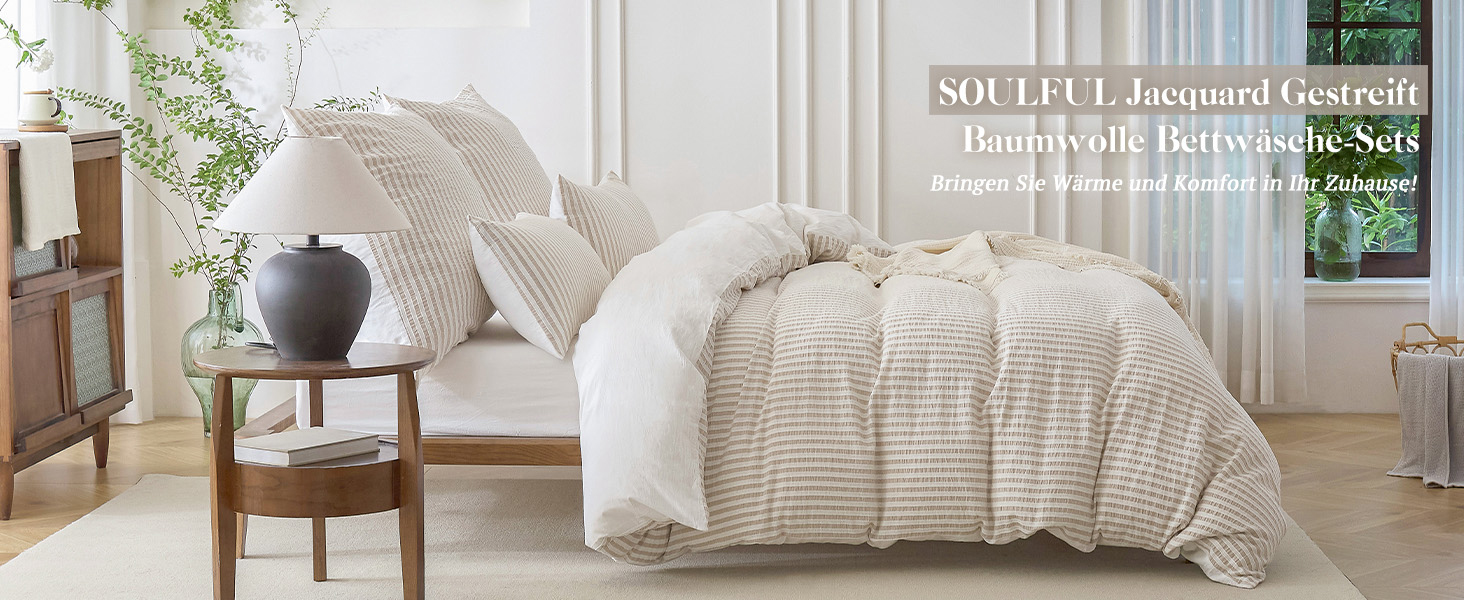 Набір постільної білизни SOULFUL 200x200, бавовна, смужка, жаккард, бавовна преміум-якість, сертифікат Öko-Tex 100, джинсовий блакитний (льон-сірий & білий), 2 шт. 40x80 см