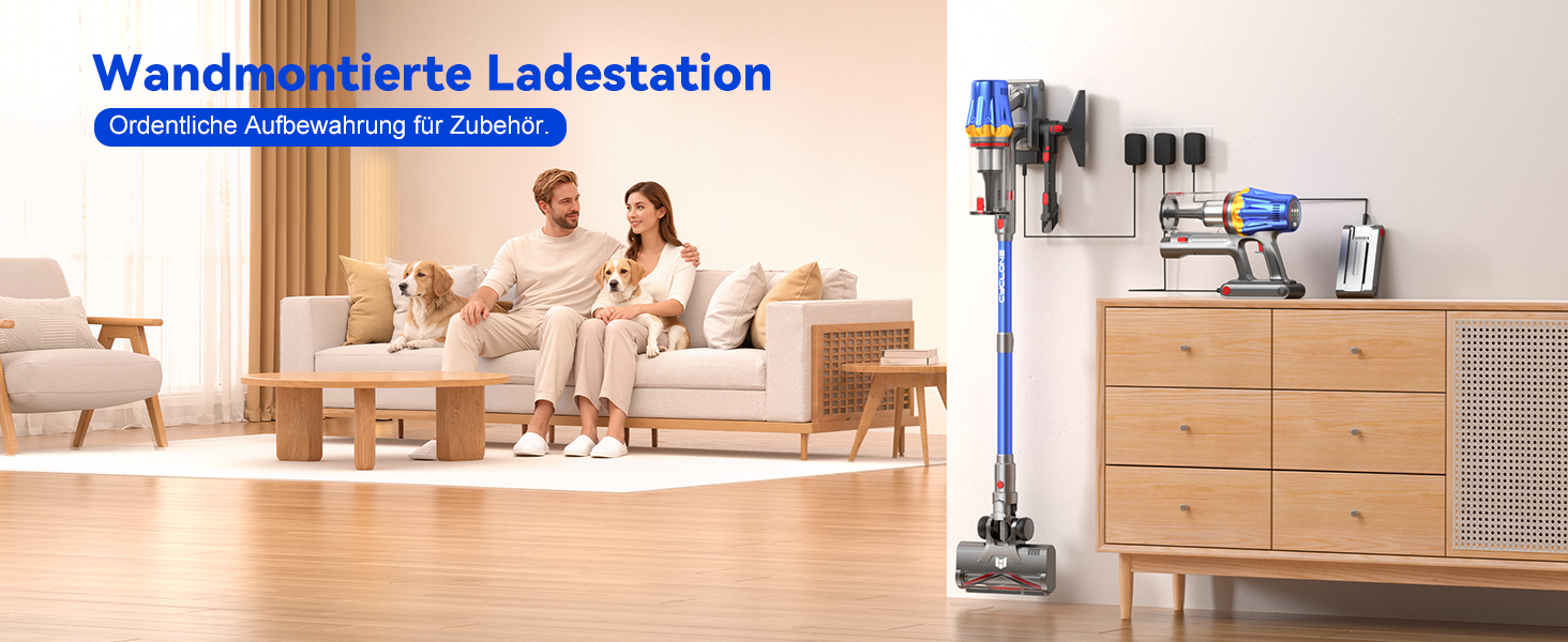 Акумуляторний пилосос H9 58000 Па, 650 Вт, 80 хв, бездротовий з LED-дисплеєм, для шерсті тварин, килимів та підлоги, синій